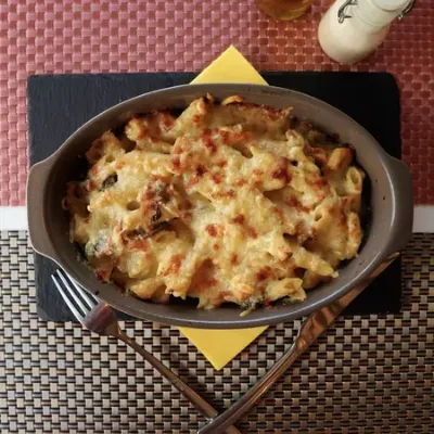 Penne Poulet Fromage Gratine Champignon